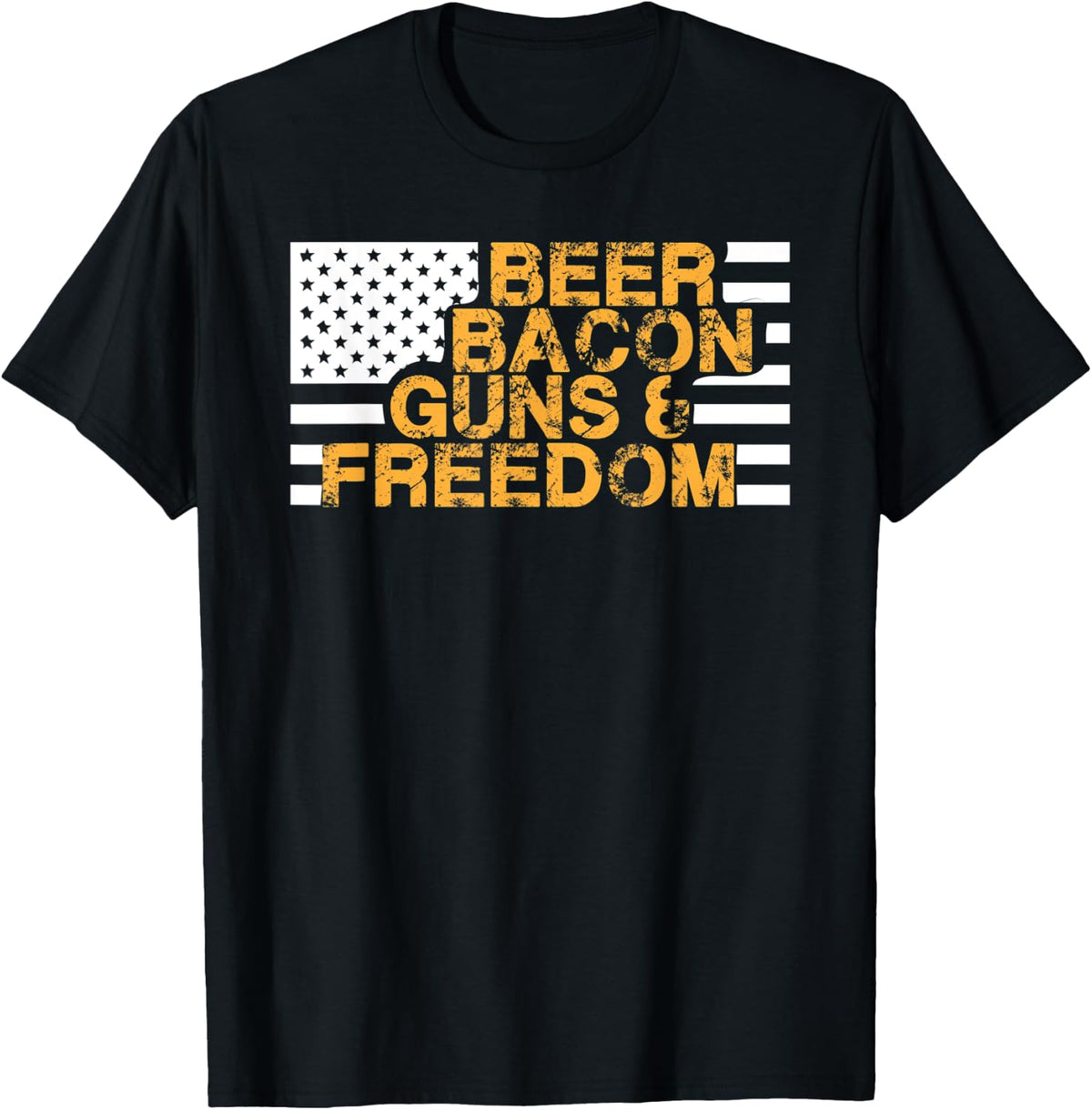 Beer Bacon Guns Freedom Usa Flag T Shirt Proud American T Shirt Everyday Wear