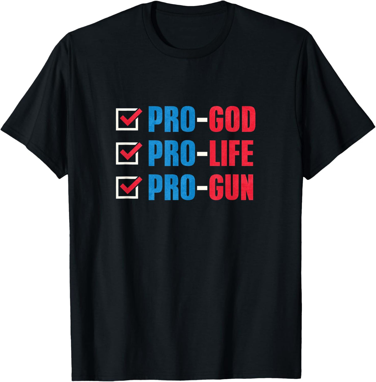 Political Pro God Gun Life Check Shirt T Shirt Premium Print
