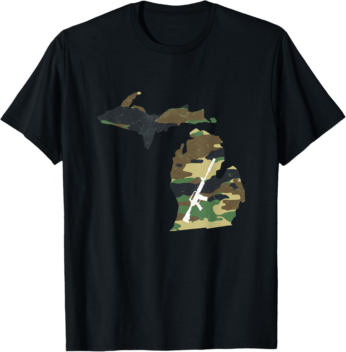 Michigan Ar 15 Rifle Camo Gun Tee T Shirt Gift Ready