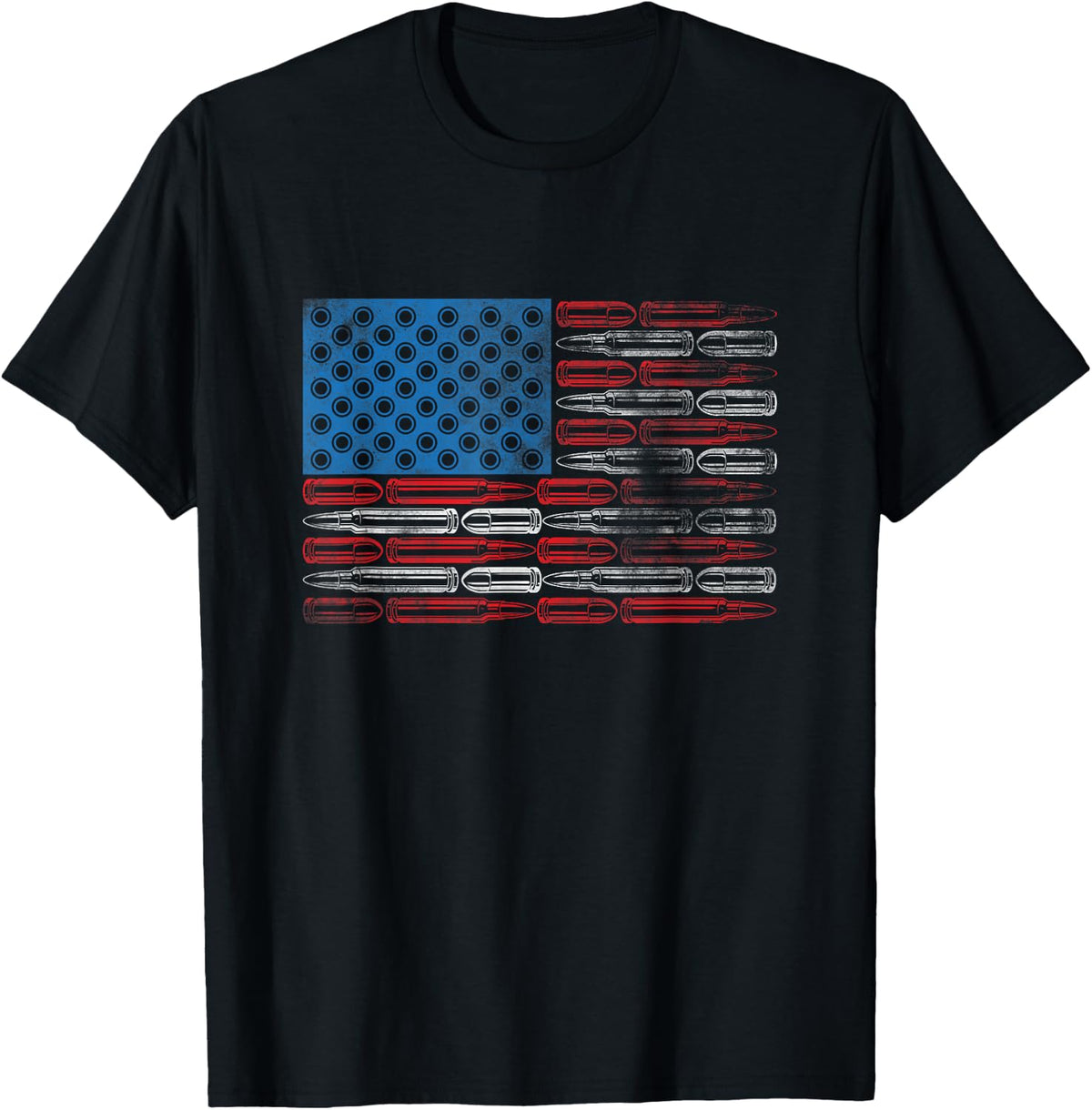 American Flag With Bullets Weapon Ammo Lover Us Vintage T Shirt For Women Men T Shirt Premium Print