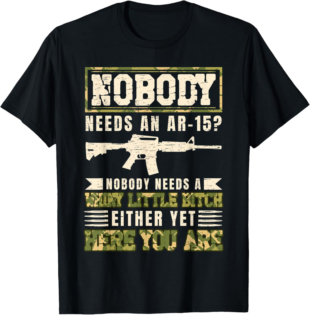 Veteran I Military Camo Ar15 Gun Bullet Soldier Apparel Clean Design