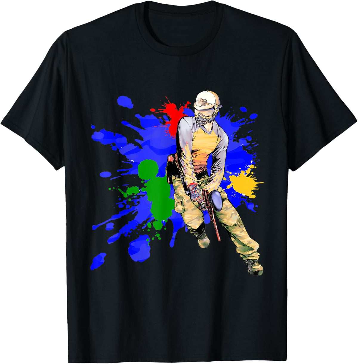 Paintball Player Gun Glasses Splattered Paint Apparel Premium Print