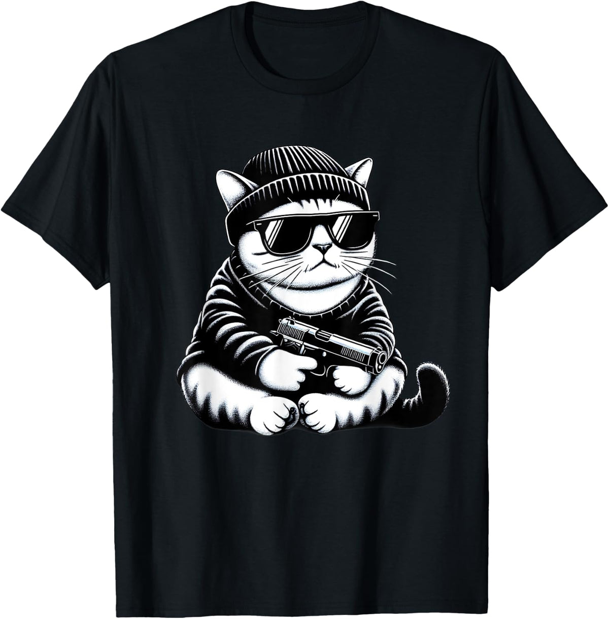 Thug Cat Gangster Kitty With Gun Funny Lovers Design Apparel Clean Design