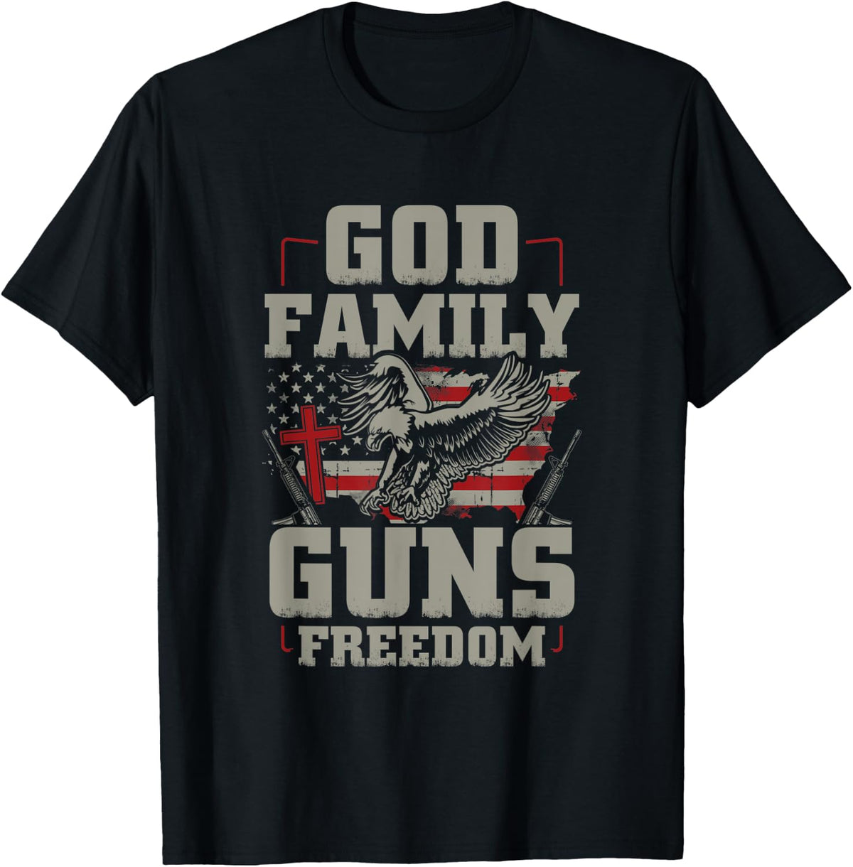 God Family Guns And Freedom Pro Gun American Flag Apparel Minimal Style 2