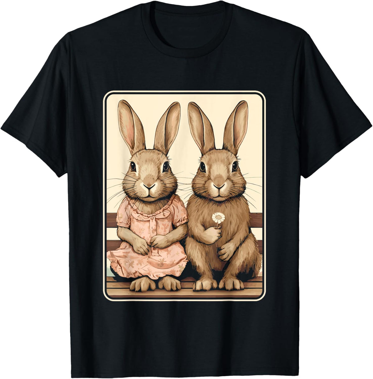 Easter Rabbits On Park Bench Bunny Lovers Women Girls Apparel Gift Ready