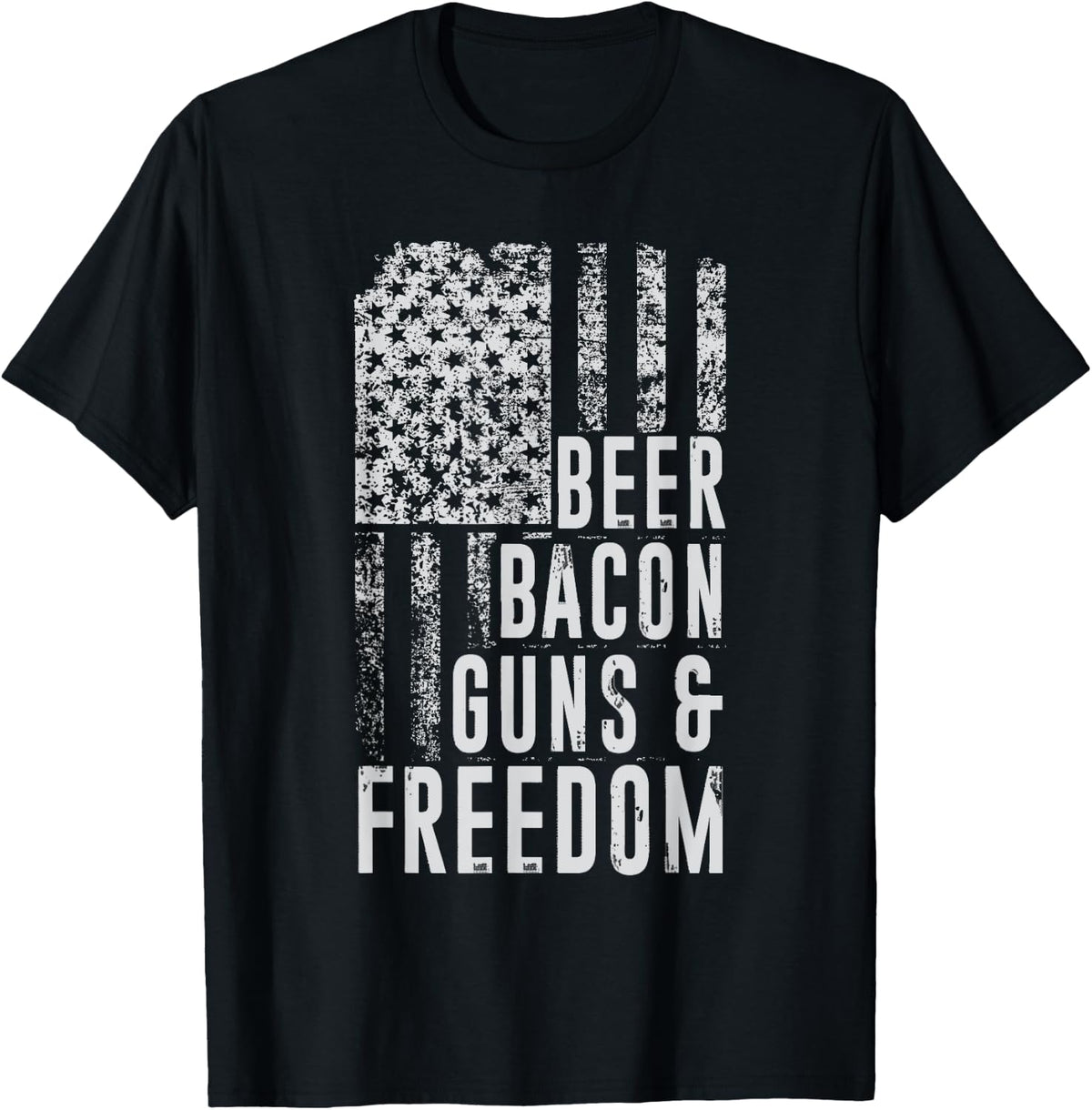 Patriotic Usa Flag Design Beer Bacon Guns And Freedom Apparel Minimal Style
