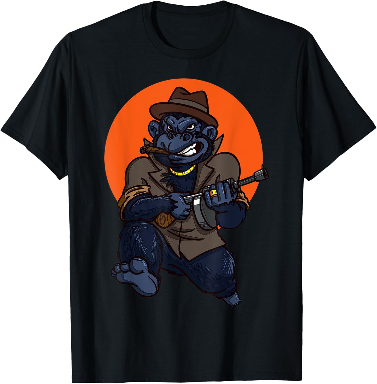 Fierce Cartoon Gorilla King Holding A Gun Apparel Clean Design