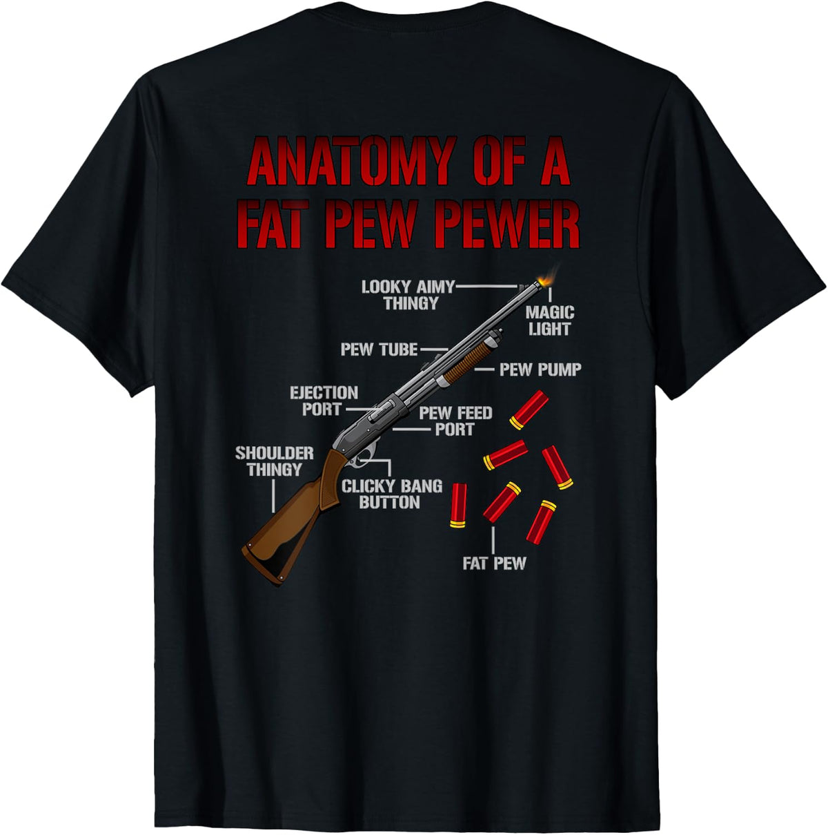 Mens Funny Anatomy Of A Shotgun Shooting Sport Gun Owner Apparel Everyday Wear