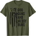 God Guns Messy Buns Christian Pro Gun Camo Usa Flag Apparel Clean Design