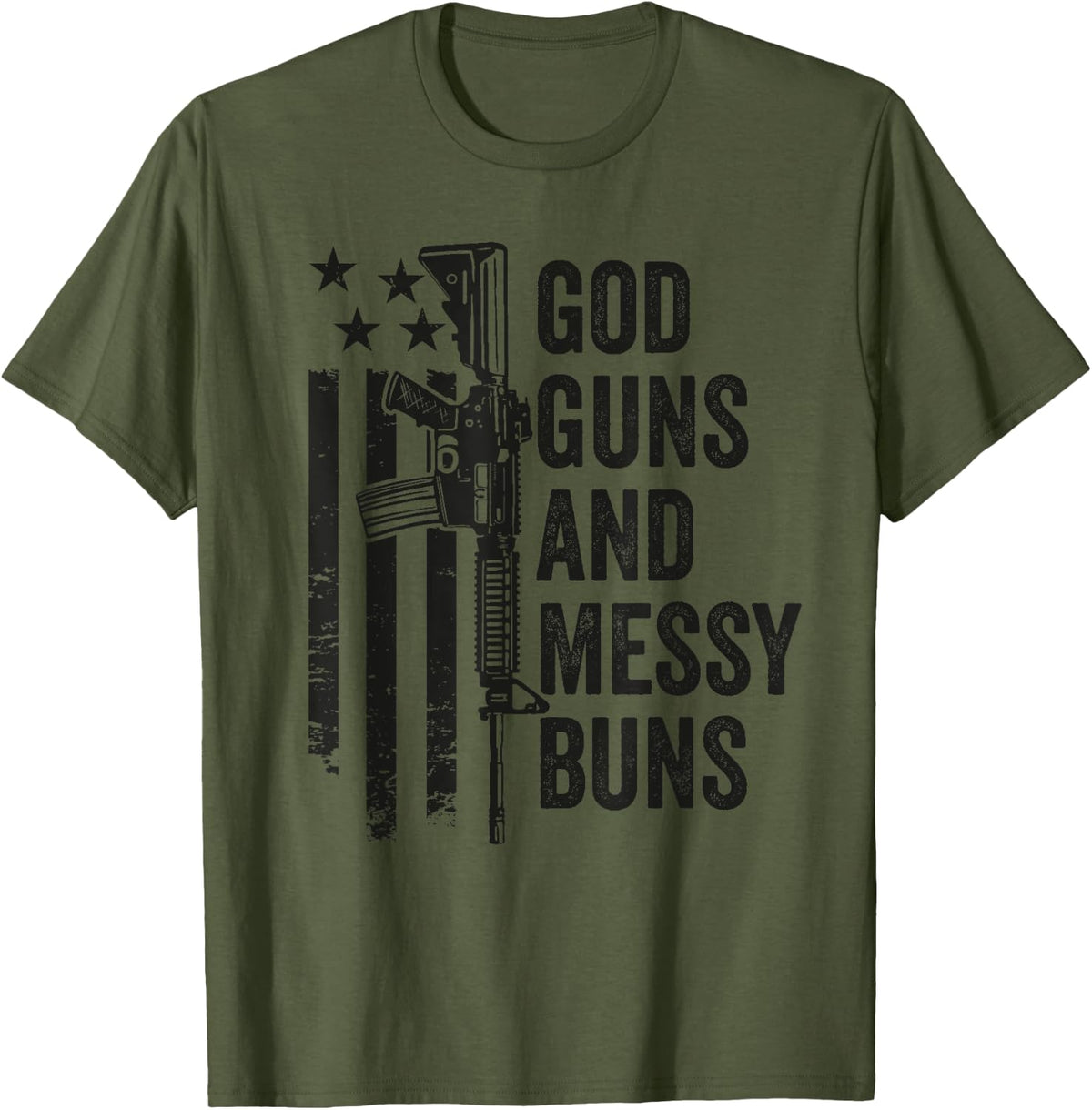 God Guns Messy Buns Christian Pro Gun Camo Usa Flag Apparel Clean Design