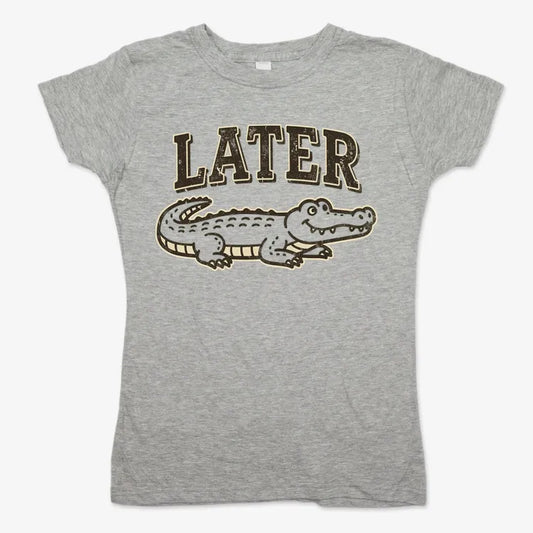 Later Alligator Women S T Shirt Gray Granite Premium Print