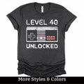 40th Birthday Gift For Him, 40 Birthday Shirt For Men Women, Level 40 Unlocked, Gamer Party Shirts