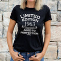Womens 61st Birthday Gifts T Shirt Top Shirt Gift Present Sixty Limited Edition Year 1963 Aged To Perfection  61th Birthday Gift For Her