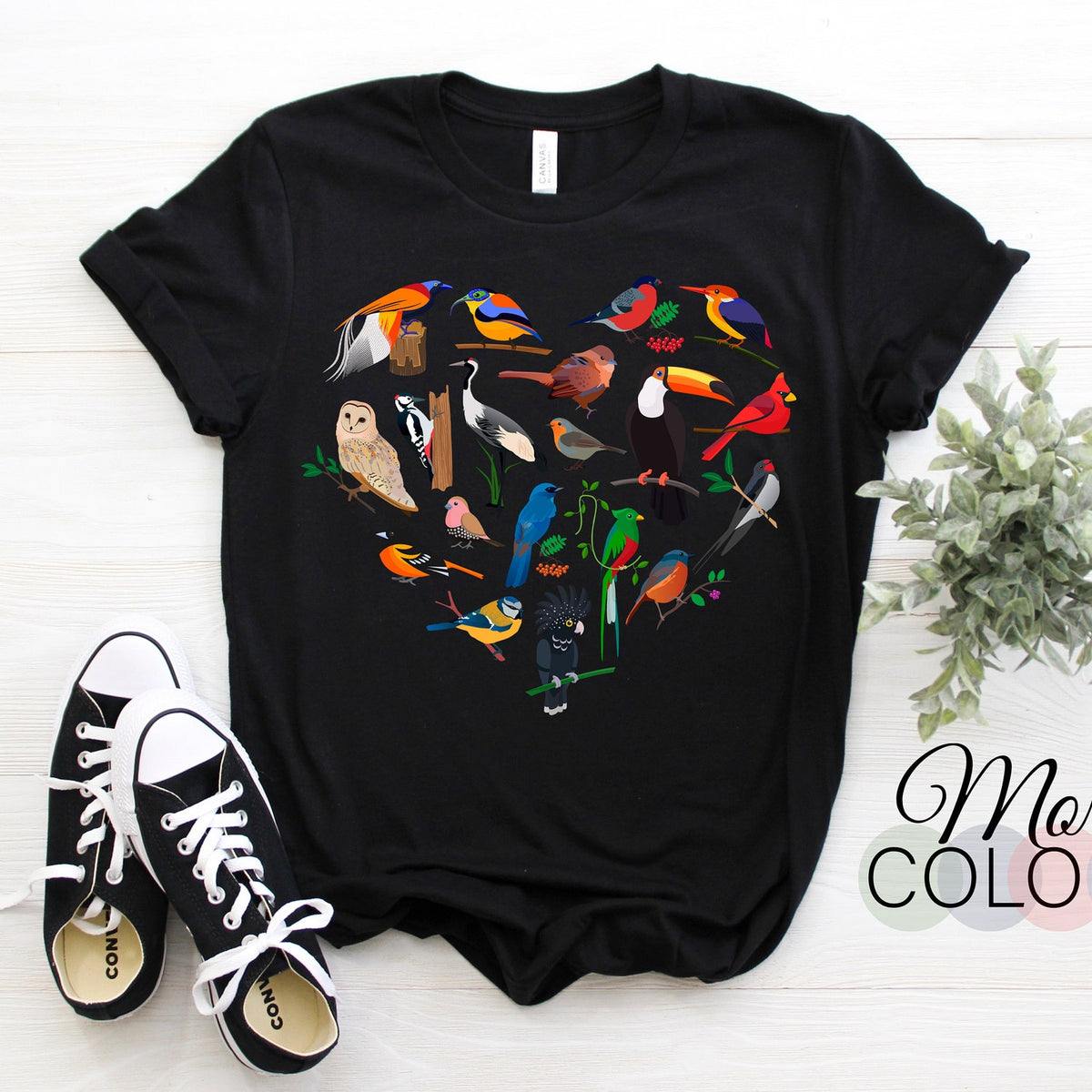 Birds Love Heart Bird Nerd Watching Birdwatching Watcher Birthday Gifts T-Shirt, Birding Lover, Ornithologist, Study Of Birds Birder Birdie