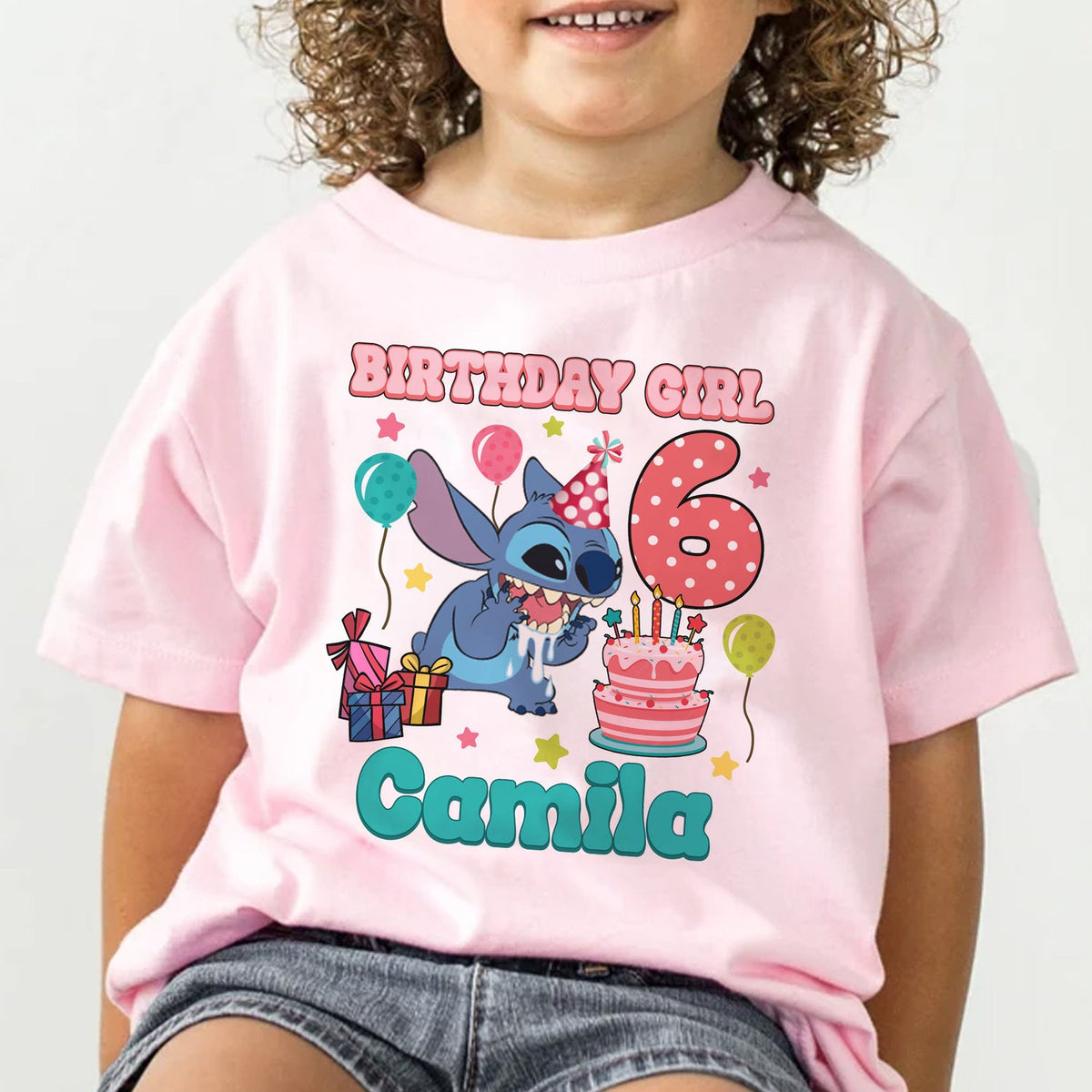 Personalized Stitch Birthday Shirt, Custom Name Kids Gift, Disney Themed Party Tee