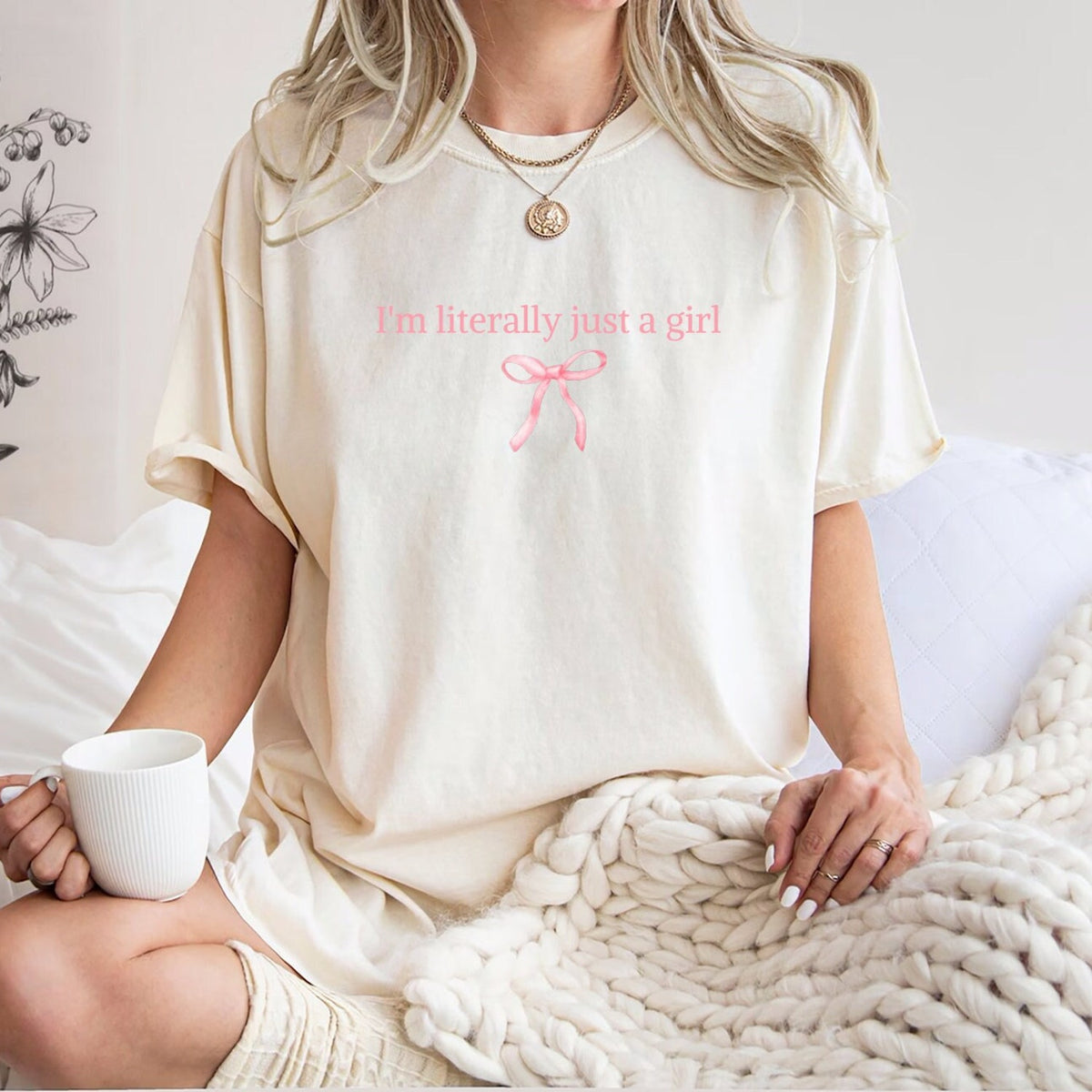 Comfort ColorsÂ® I'm literally just a girl, Baby Tee, Baby Girl, Funny Baby Tee, Cute Baby, Coquette Bow Tee, y2k baby tee, 90s baby tee, y2k