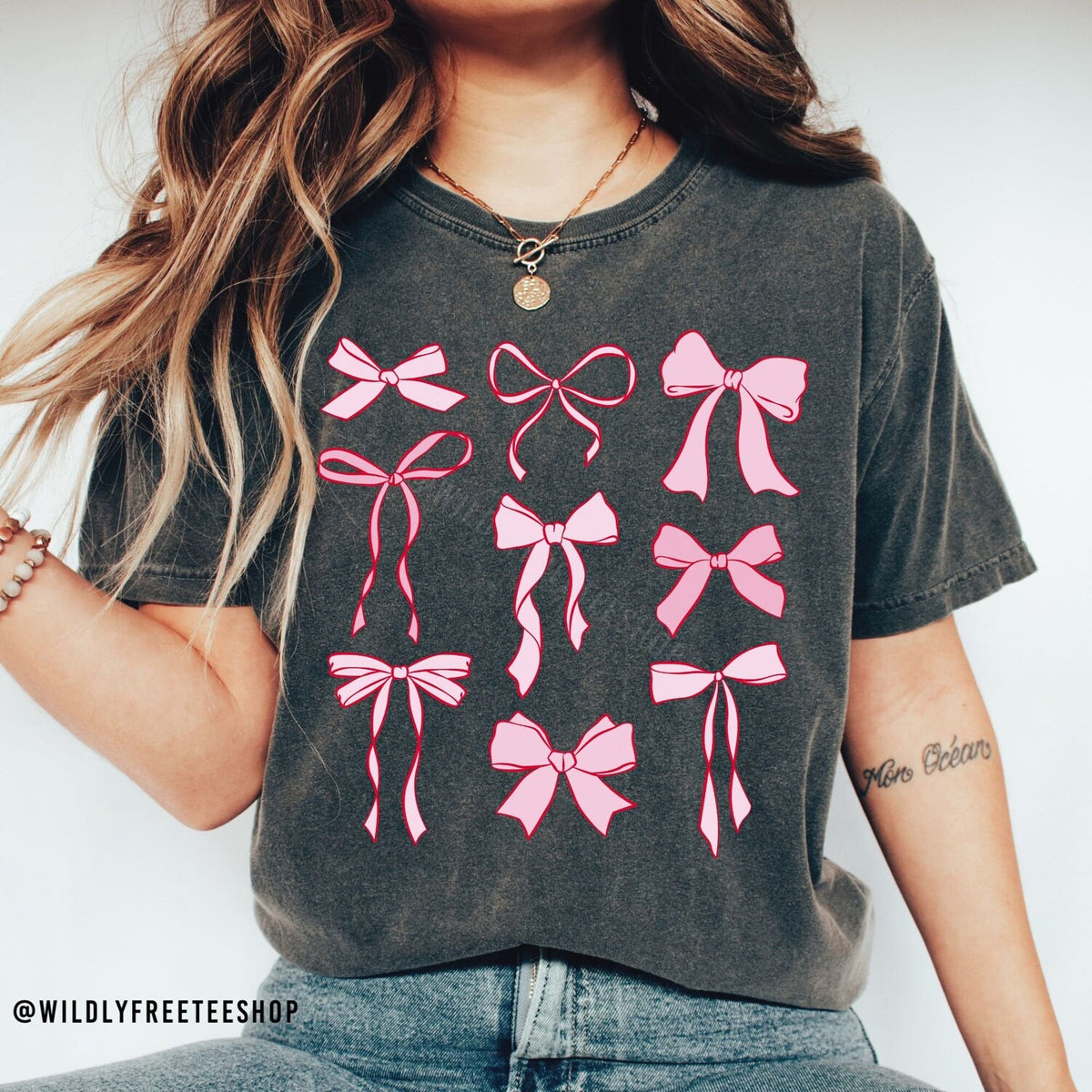 Comfort ColorsÂ® Pink Bow Shirt, Ribbon Bow Shirt, Girly Girl Shirt, Womens Tshirts, Aesthetic Clothes, Trendy Shirts, Birthday Gifts, Tees