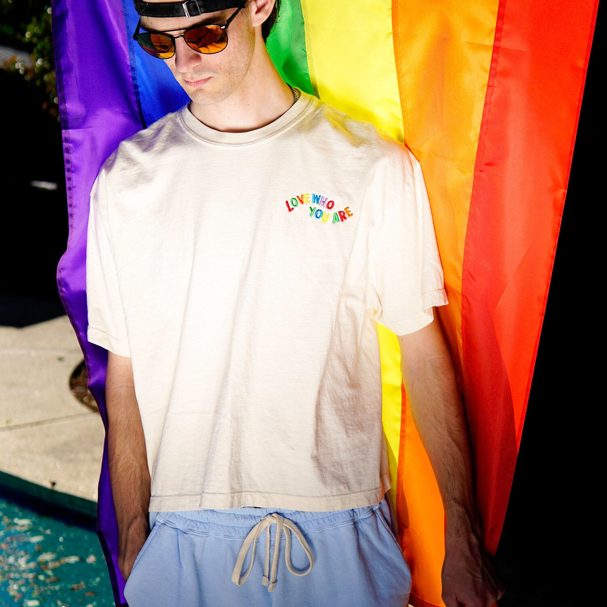 Love Who You Are Rainbow Pride Middie Tee | LGBTQ+ Pride Tee | Embroidered Pride | Proud Embroidery | Embroidered Tee | Aesthetic T-shirt