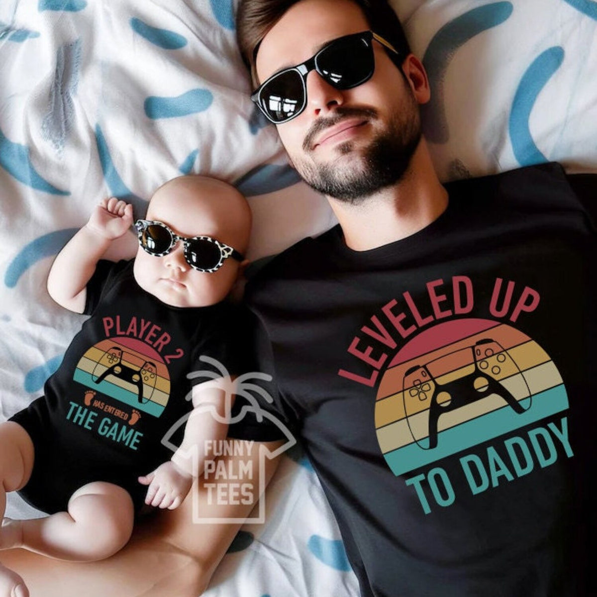 Leveled up shirt,player 1 player 2,dad and baby matching shirts,daddy to be shirt,funny fathers day shirt,funny fathers day shirt gift,mini