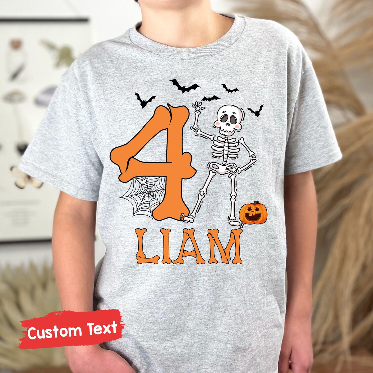 Personalized Halloween Skeleton Birthday Shirt, Custom Kids Birthday With Name Tee, Skeleton Birthday Shirt For Boy Or Girl, Bones Birthday
