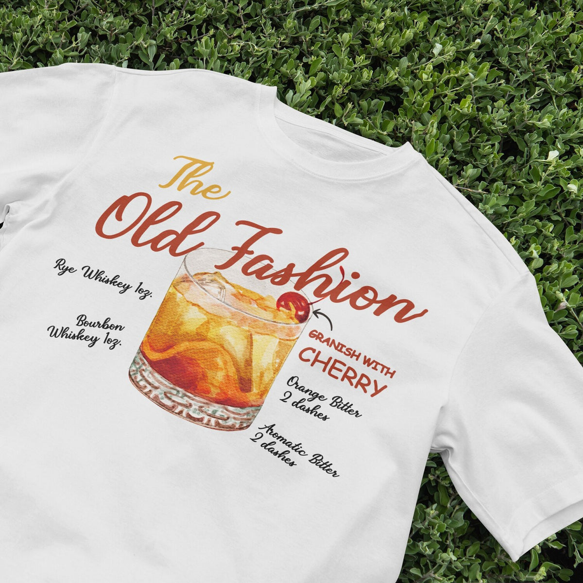 The Old Fashion T-Shirt, cocktail tshirt, drinking shirt, Retro shirt, Y2K aesthetic Clothing, 2000s, Cute shirt, Minimalist, nostalgia