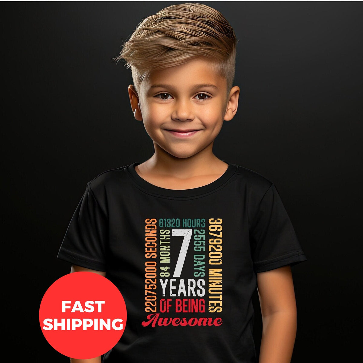 Kids 7th Birthday Shirt, Kids 7 Years Of Being Awesome Shirt, Kid Birthday Shirt, Birthday Gift, Kids Seventh Birthday Shirt, Birthday Shirt
