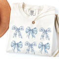 Toile Bow Shirt Blue Coquette Tshirt Cute Ribbon Tee Comfort Colors Shirt Girly Girl Aesthetic Gift for Her