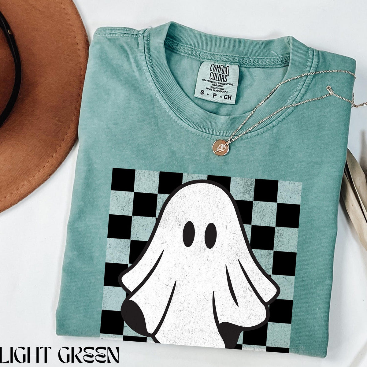 Checkered Ghost Shirt Ghost Checkered Shirt Cute Ghost Shirt Cute Halloween Preppy Halloween Shirt for Woman Aesthetic Tshirt Comfort Colors