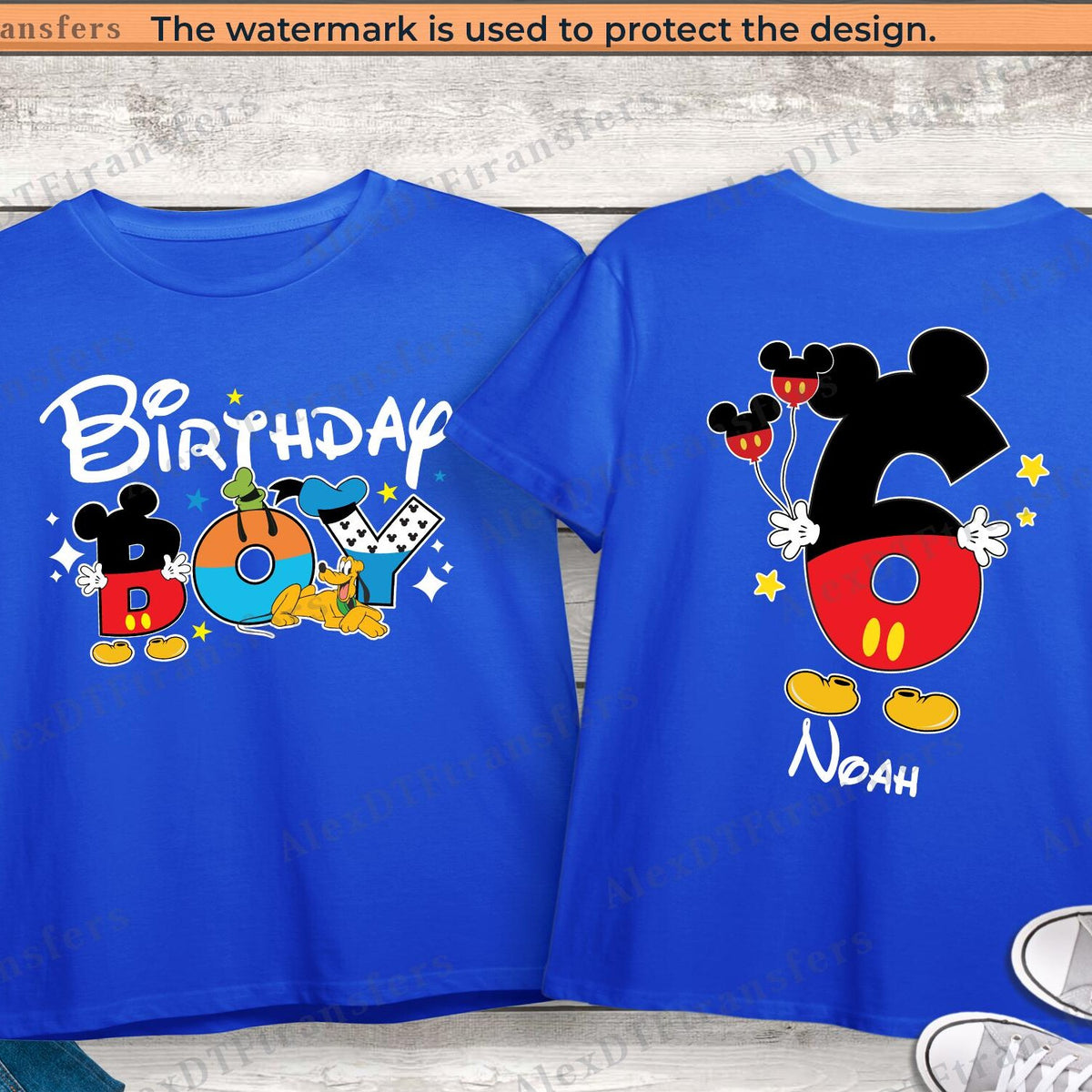 Personalized Disney Birthday Boy Shirt, Disney Birthday Shirts, Front and Back Birthday Boy Shirt, Birthday Gift for Boys, Birthday Shirt