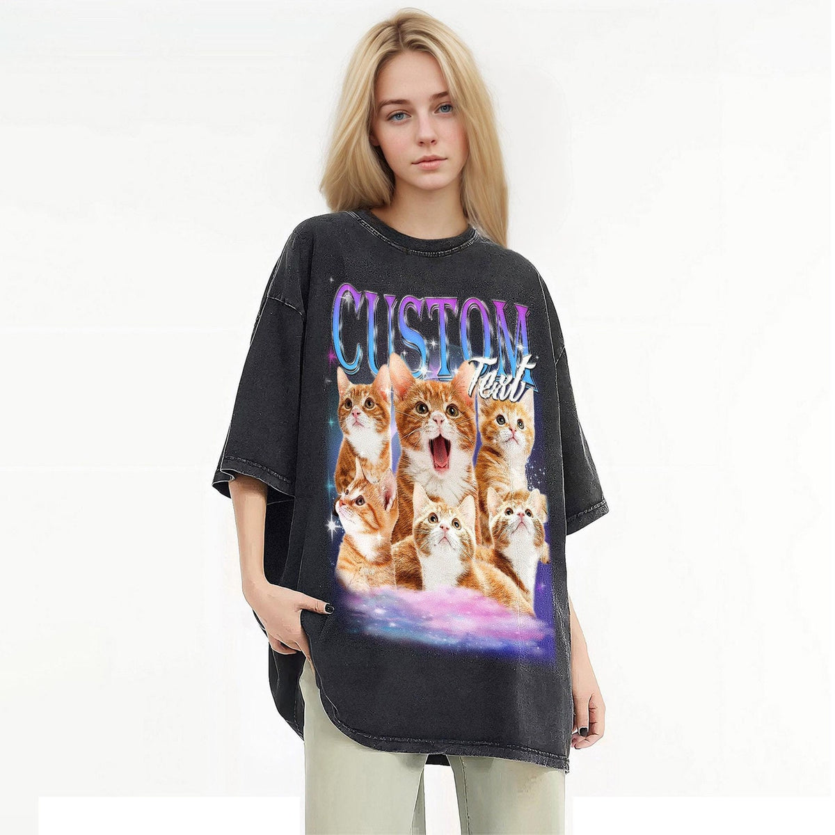 Custom Bootleg Rap Pet Portrait Shirt Gift, Custom Retro Cat T-Shirt, personalised pet  Graphic 90s tee, Insert Your Design Shirts