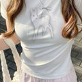 Cute Deer Baby Tee - gothic design tee, women cotton tees, cute deer t-shirt, girls graphic shirt, y2k clothing, coquette design shirt