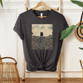 Kawaii Cat Shirt, Black Cat Tee with Japanese Wave Art, Aesthetic Design for Feline Lovers, Unisex Shirt
