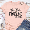 Hello Twelve Est 2013 Shirt, 12th Birthday Gift For Girls, Hello Twelve B-Day Shirt, 12th Birthday T-shirt, Premium Unisex Shirt, Twelve tee