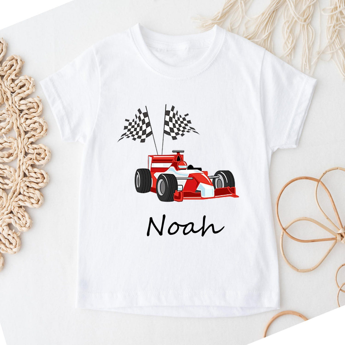 Personalized Racing Car T-Shirt: Custom Name Birthday Gift, Speed Fan Tee