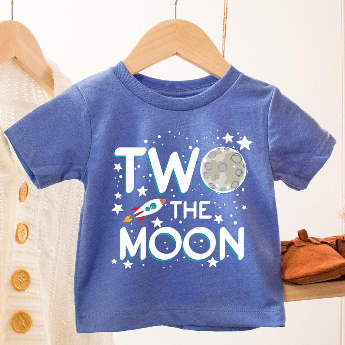 Two The Moon Toddler Shirt, Boho Natural Toddler & Youth Tee, Second Birthday Boy T-Shirt