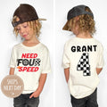 Need Four Speed Kids Birthday Shirt, Racecar Birthday Shirt, Racing Birthday Shirt, Birthday Gift, Fast Four Birthday Tee, Custom Name & Age