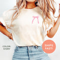 Comfort ColorsÂ® Pink Coquette Shirt Pink Bow Shirt Girly Aesthetic Shirt Coquette Bow Shirt Gift for Her Cute Ribbon Shirt for Women