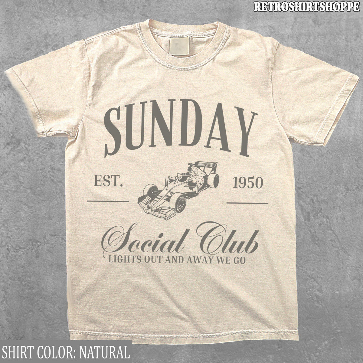 Sunday Social Club Unisex Formula One Merch, Sunday Racing Club Shirt, Aesthetic F1 Tee, Cute Formula 1 T-Shirt