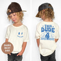 Custom 4th Birthday Shirt, This Dude Is 4 Birthday Boy Tee, Four Year Old, Boys 4th Birthday, Kids Birthday Tee, Bday Outfit, Gift for Kids