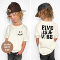 Personalized Five is a Vibe Birthday Shirt, Custom Name 5th Birthday Girl Shirt, 5th Birthday Boy Gift, Retro Groovy Fifth Birthday Shirt