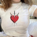 Sword Heart Baby Tee, 90s Clothing, Coquette Aesthetic, Vintage Graphic Top, Y2K Shirt, Cute Baby Tee, Grunge Baby Tee, 2000s fashion