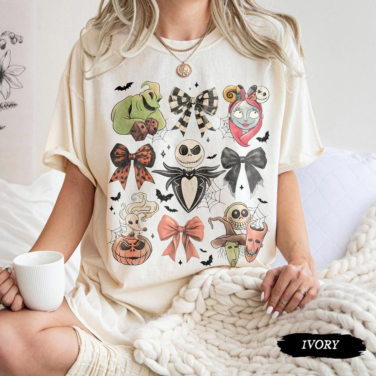Retro Coquette Nightmare Before Christmas Shirt, Jack Skellington Halloween Tee, Disney Halloween Shirt, Coquette Bow Comfort Colors Tee
