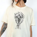 Skeleton Hands Holding Bouquet T-shirt| Unisex Short Sleeve Tee | Comfort Colors 1717 | Alt Clothing | Cute Edgy Floral Shirt | Gardening