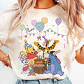 Personalized Name Age Winnie the Pooh Birthday T-Shirt, Custom Disney Eeyore Tigger Piglet Birthday Present Gift, Disneyland Family Trip Tee