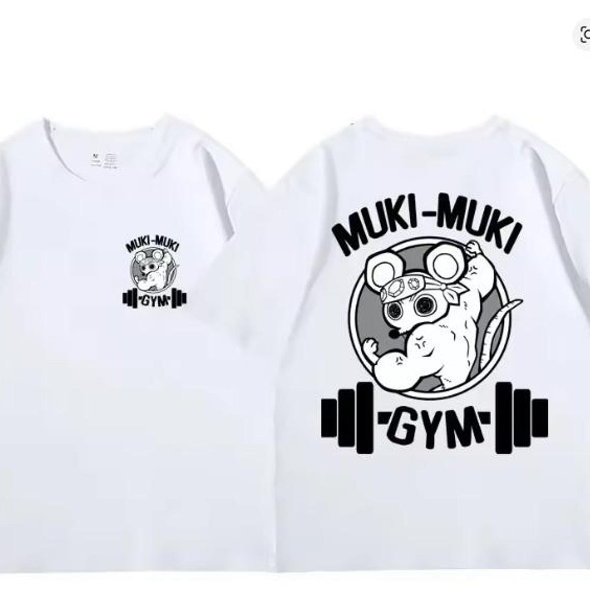 Anime Demon Slayer Uzui Tengen Print T-shirts Unisex Funny Ninja Mice Muki Muki Gym T Shirt Muscular Mouse Oversized T-shirt
