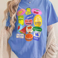 Fruit Stickers Graphic Tee: Comfort Colors Preppy Summer Shirt