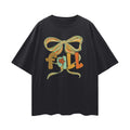Fall Coquette Bow Shirt, Soft Girl Aesthetic Tee, Oversized Autumn Graphic T-Shirt, Cute Ribbon Top, Girly Fall Outfit, Coquette Style Shirt