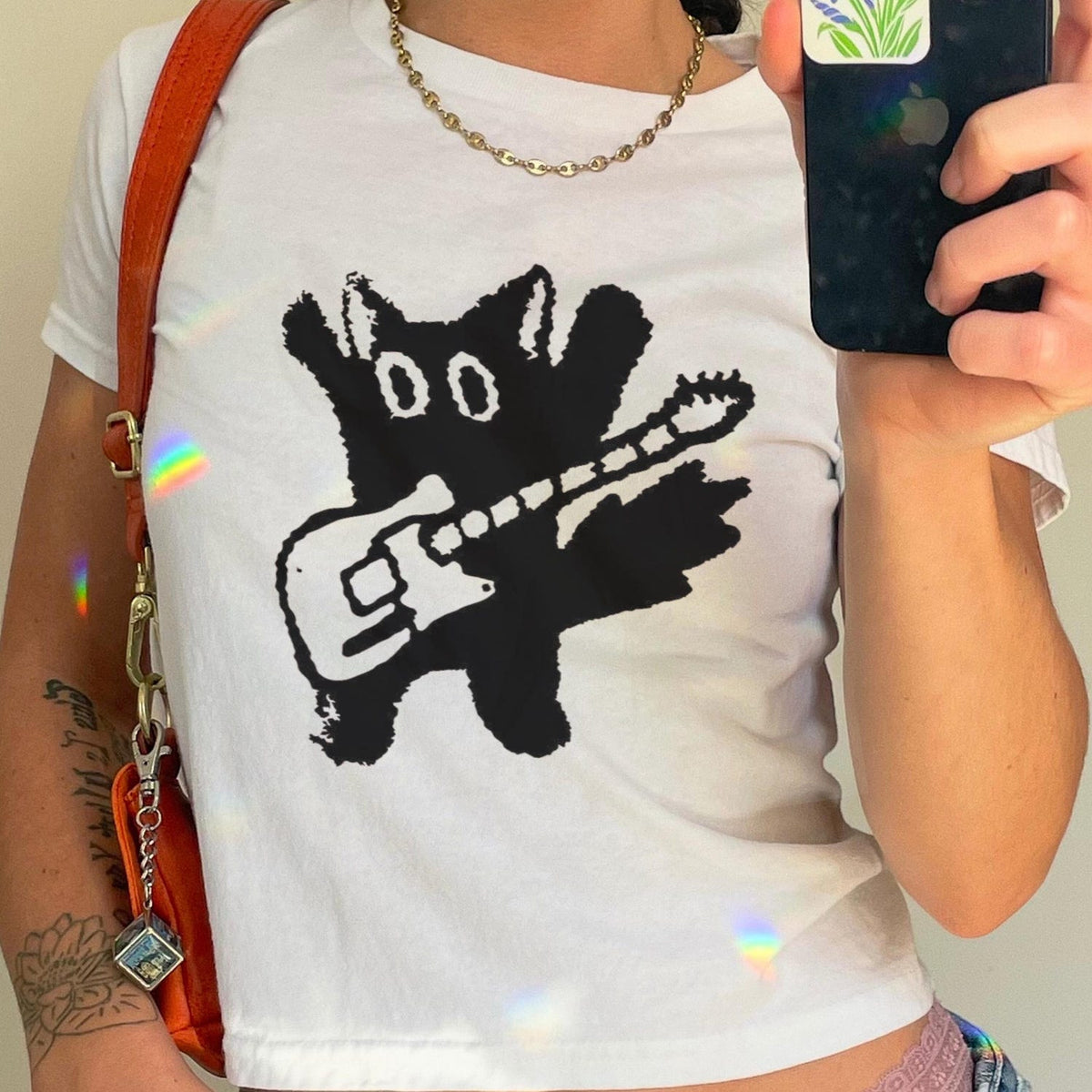 Rockstar Cat Shirt - Silly Cat Baby Tee, Rockstar Kitten Baby Tee, Trendy Babytee, Y2K Babytee, Pinterest Baby Tee, Weirdcore Kitten Tee