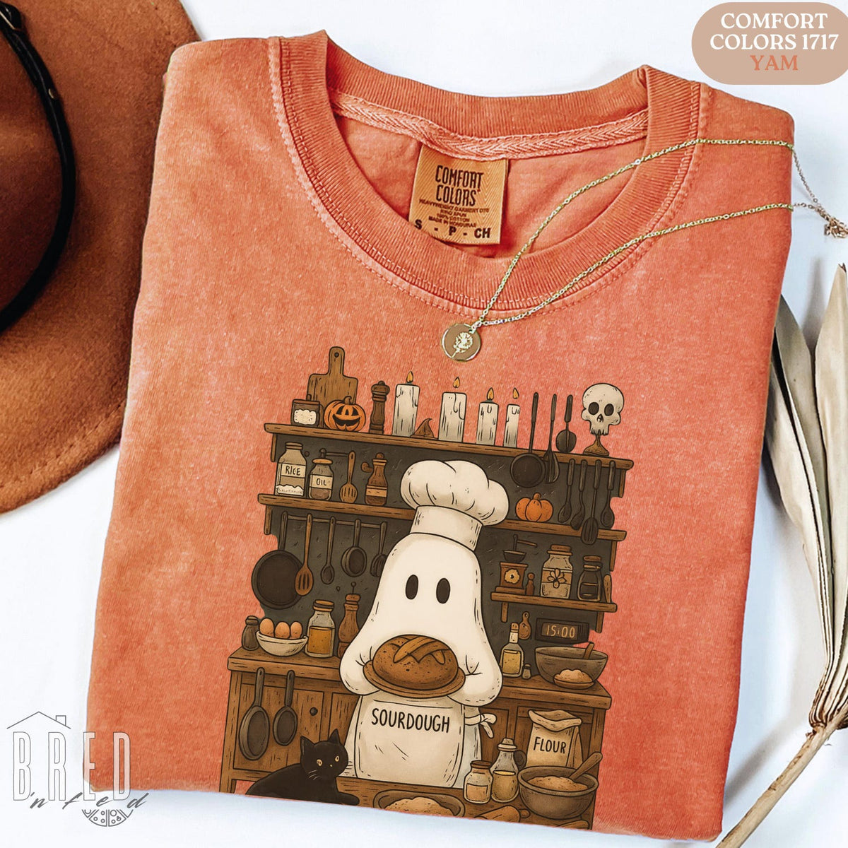 Retro Ghost Baking Sourdough Shirt, Comfort Colors Ghost Baker Tee, Halloween Baking Tee for Bread Lovers, Spooky Fall Chef Gift for Bakers