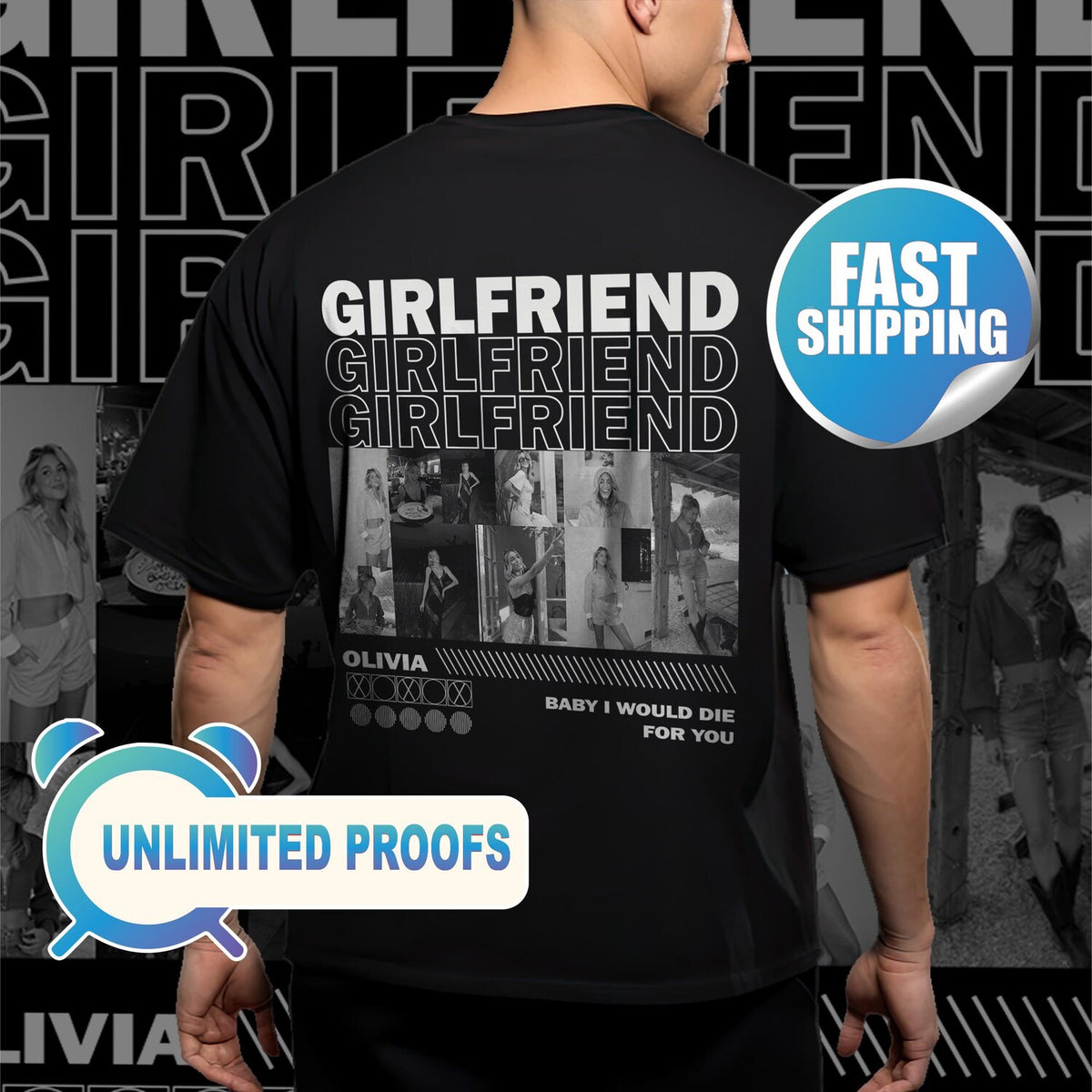 Custom Girlfriend Wash Shirt: Boyfriend Personalized Birthday Bootleg Gift, Surprise Tee